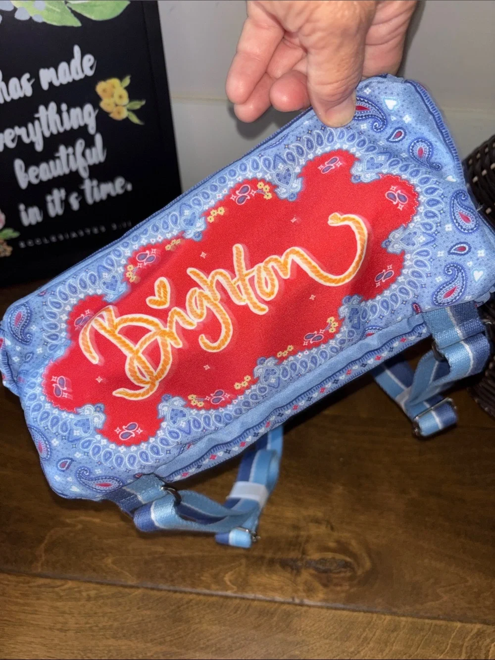 Brighton Love Bandana backpack featuring a light blue paisley and floral NWOT